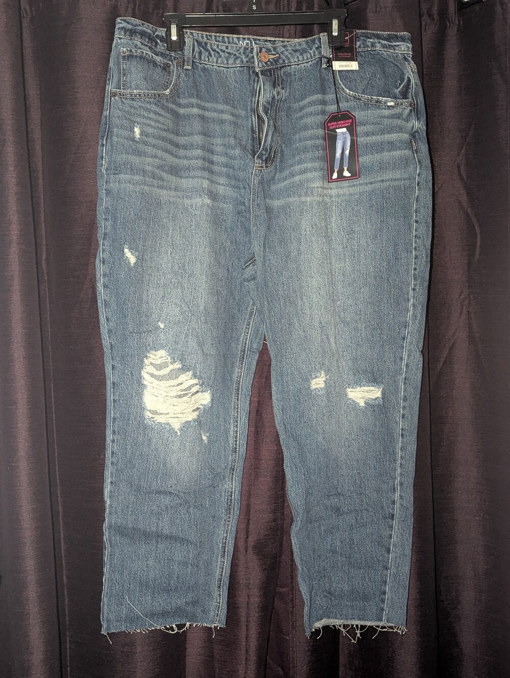 NOBO Distressed Super High Rise Slim Straight Crop Jeans 21